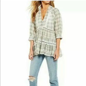 Free People Time Out Cotton 3/4 Sleeve Tunic Top